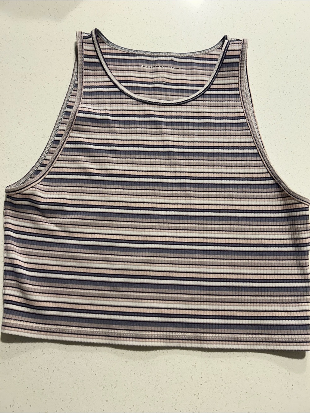 American Eagle Striped Ribbed Tank Top - Pink & Navy